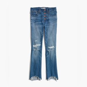 Madewell High Rise Cali Denim Boot Jean - Stretch, Distressed and Ripped - 26